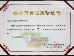 嘉興市著名商標(biāo)證書