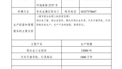 2021年浙江卓逸鋁業(yè)有限公司環(huán)境信息公開(kāi)表